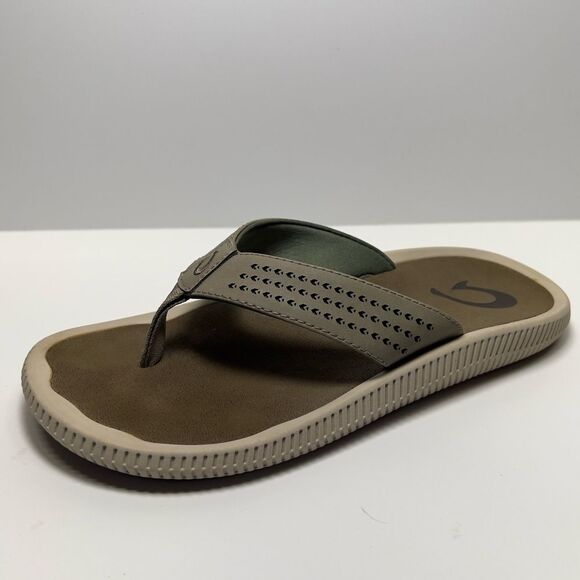 OluKai Mens Ulele Slip On Waterproof Leather Sandals in Clay Mustang M8 - Picture 1 of 9